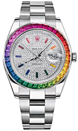 Rolex Datejust II Rainbow Pave Diamond Dial Tuning 41 mm 126300 CUSTOM