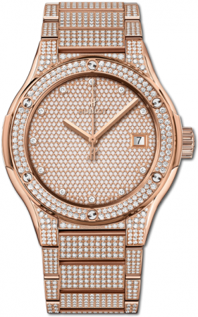 Hublot Classic Fusion King Gold Full Pave Bracelet 45 mm 510.OX.9000.OX.3704