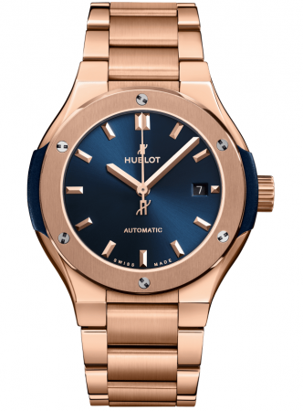 Hublot Classic Fusion King Gold Blue Bracelet 33 mm 585.OX.7180.OX