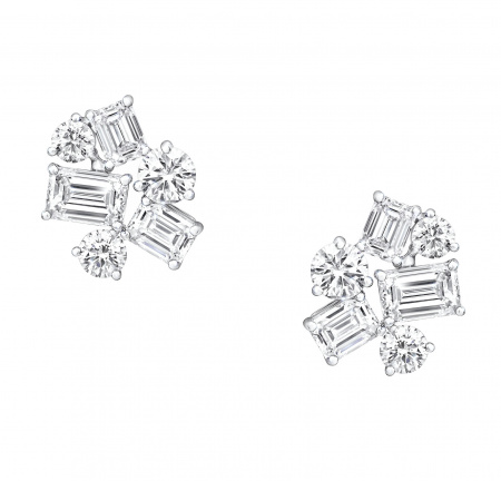 Серьги Graff Classic Graff Emerald Cut and Round Diamond Stud Earrings RGE 1194