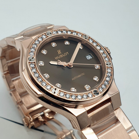 Hublot Classic Fusion King Gold Brown Diamonds Bracelet 38 mm 568.OX.898M.OX.1204