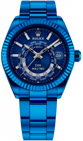 Rolex DiW Sky-Dweller World Timer Blue DLC CUSTOM