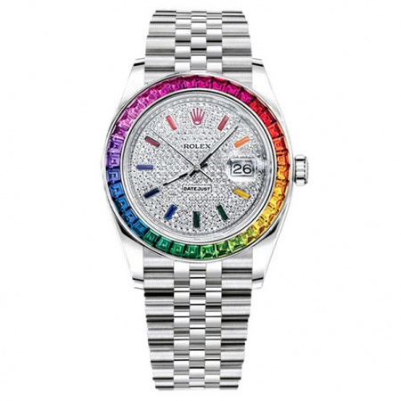 Rolex Datejust II Rainbow Pave Diamond Dial Tuning 41 mm 126300 CUSTOM