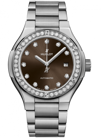 Hublot Classic Fusion Titanium Brown Diamonds Bracelet 33 mm 585.NX.897M.NX.1204
