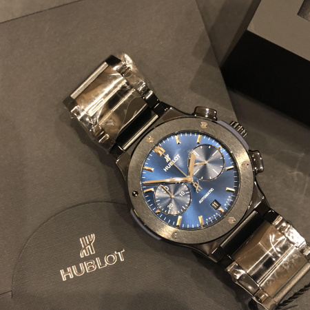 Hublot Classic Fusion Chronograph Ceramic Blue Bracelet 45mm
