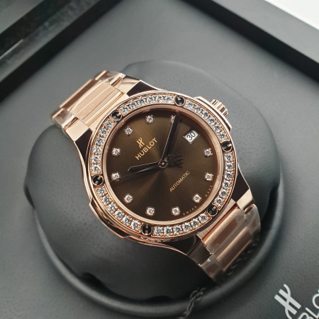 Hublot Classic Fusion King Gold Brown Diamonds Bracelet 38 mm 568.OX.898M.OX.1204