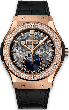 Hublot Classic Fusion Aerofusion Moonphase King Gold Diamonds 45 mm 517.OX.0180.LR.1104
