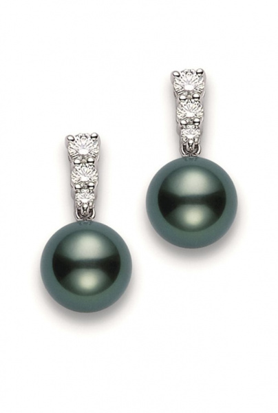 Серьги Mikimoto Morning Dew Black South Sea PEL 643BDW