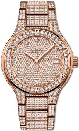 Hublot Classic Fusion King Gold Full Pave Diamonds Bracelet 38 mm 568.OX.9000.OX.3604